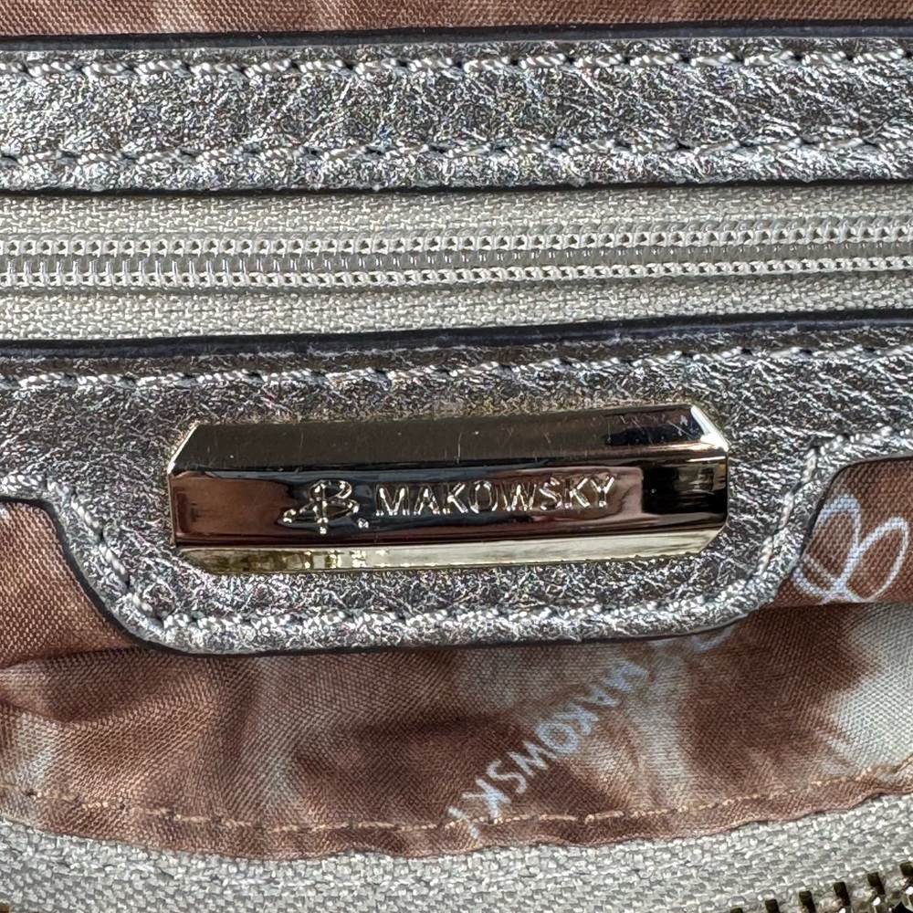 B. Makowsky Pebbled Leather Bronze Shoulder Bag - Picture 12 of 14